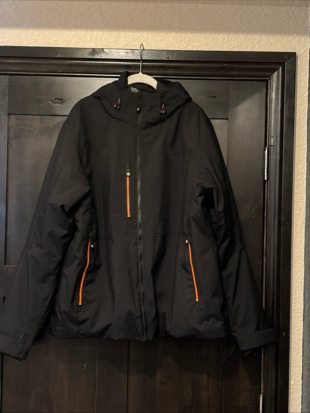Dare 2B Waterproof Coat Men Sz XL Black Orange Accents Hood Pockets Breathable